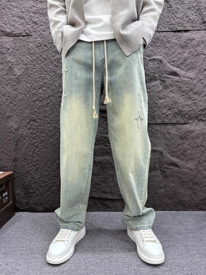 Unisex Classic Denim Jeans Loose Fit Daily Outdoor Wear - Image 1