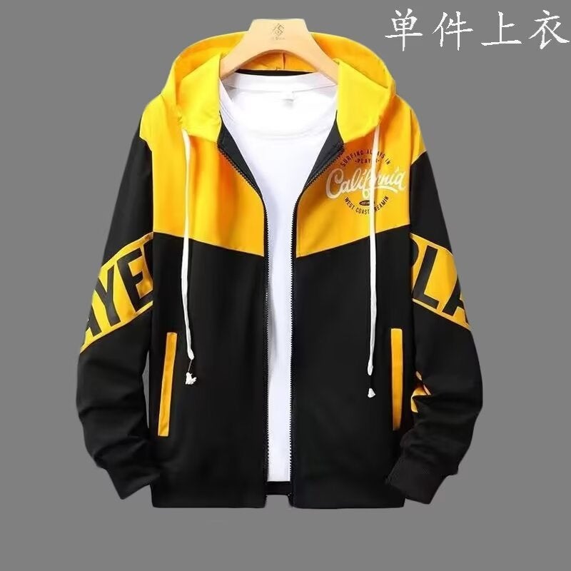 Trendy Brand Youth Jacket Boys Casual Handsome Jacket Sports Hooded Sweatshirt Baseball Clothing Men - Image 1