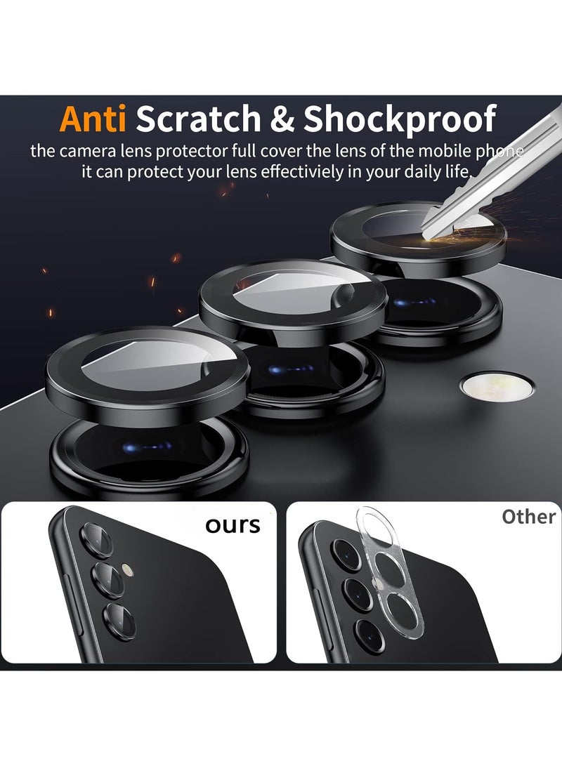For Samsung Galaxy A05S Camera Lens Protector, Individual Tempered Glass Camera Screen Protector Metal Ring Lens Cover for Samsung Galaxy A05S , 1 Set (Black)  - Image 2