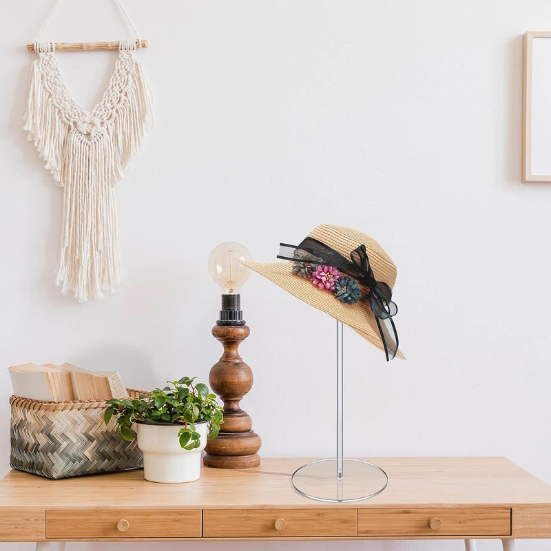 Qunclay 8 Pieces Clear Acrylic Hat Stand Wig Display Rack with Pedestal and Round Base Hat Holder Hat Display Stand Wig Holder for Multiple Wigs for Hat Watch Jewelry Display 118 Inch - Image 4