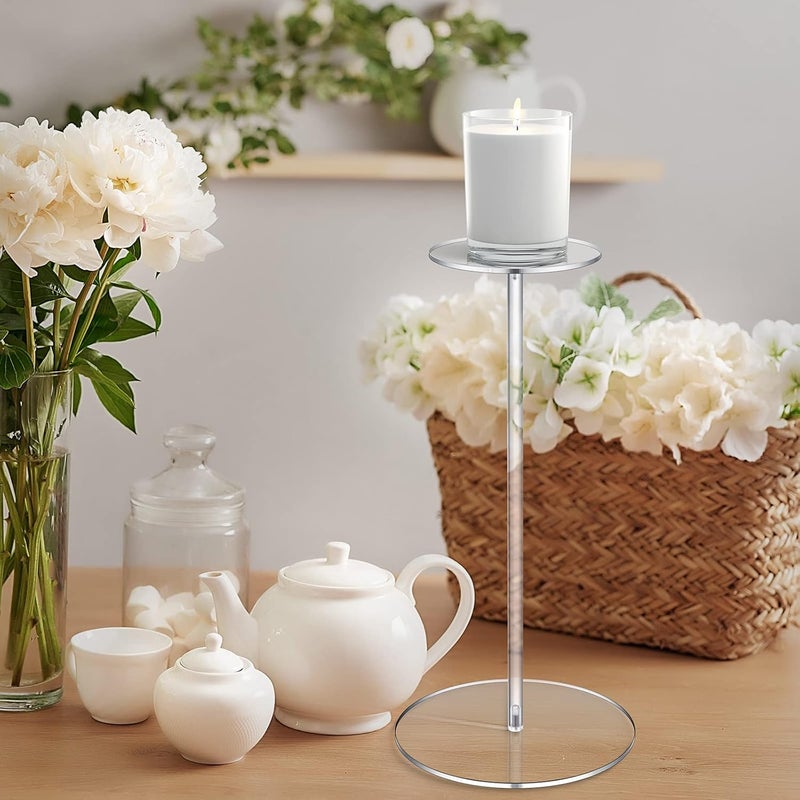 Qunclay 8 Pieces Clear Acrylic Hat Stand Wig Display Rack with Pedestal and Round Base Hat Holder Hat Display Stand Wig Holder for Multiple Wigs for Hat Watch Jewelry Display 118 Inch - Image 5