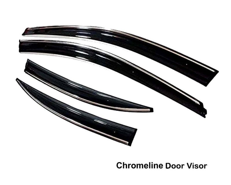 Auto E-Shopping Chromeline Silverline Door Rain Visor Wind Deflector Compatible for Corolla Altis 2011 Onward Models Set of 4 Pieces - Image 2