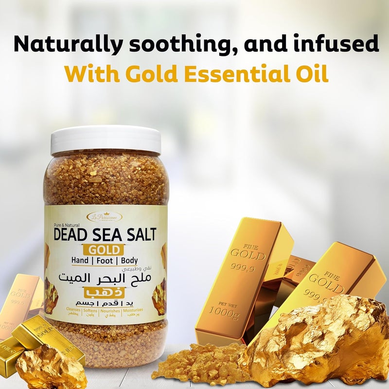ECOLYTE+ La Parisienne Pure & Natural Dead Sea Salt - Gold Bath Salt for Hand, Foot, and Body Care (2 kg) - Image 3