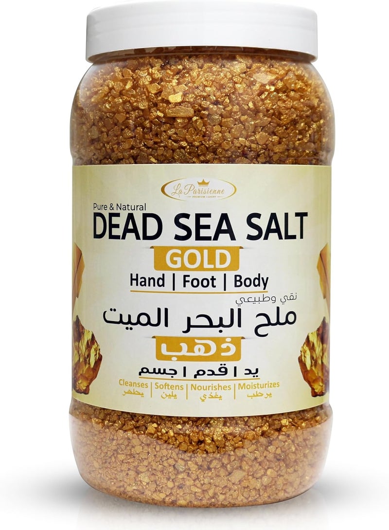 ECOLYTE+ La Parisienne Pure & Natural Dead Sea Salt - Gold Bath Salt for Hand, Foot, and Body Care (2 kg) - Image 1