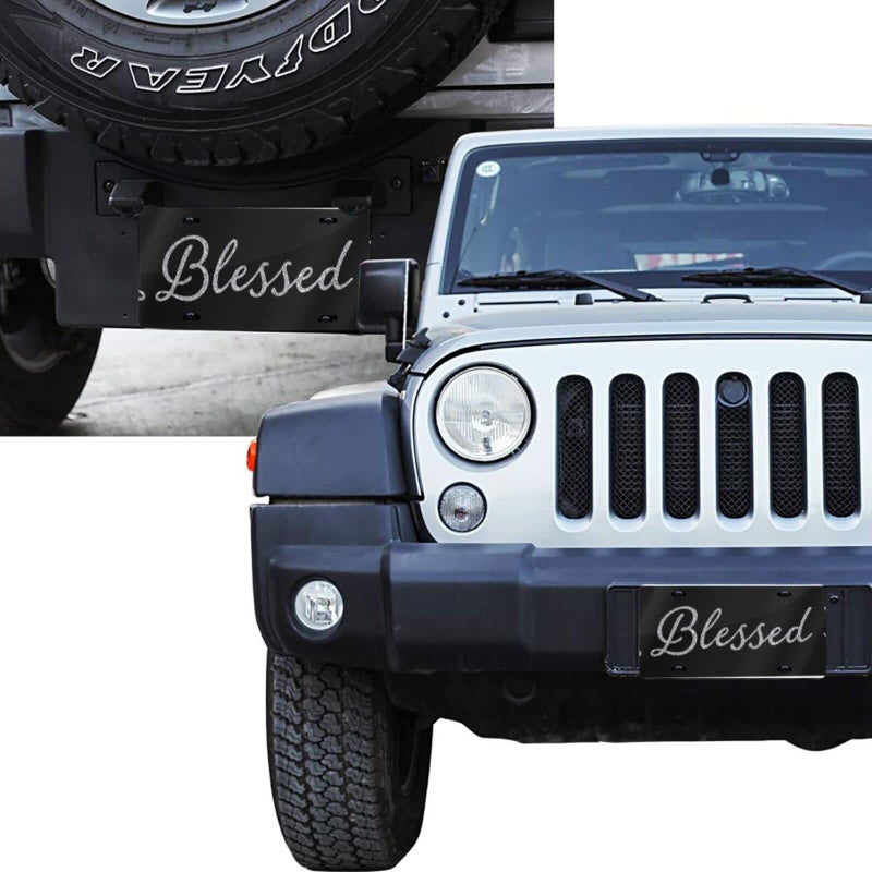 HANGWWZQ Blessed Glitter Front License Plate Aluminum Decorative License Plates Funny Metal Car Plate 6"X12" Novelty Vanity Tag Cover with 4 Holes Car Decor Accessory - Image 4