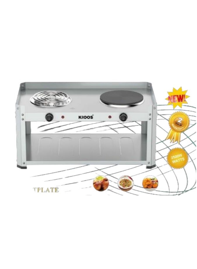 KROOS Electric stove with two burners, modern design to suit all tastes, high quality, 2500 watts, model KR-5713 - Image 2