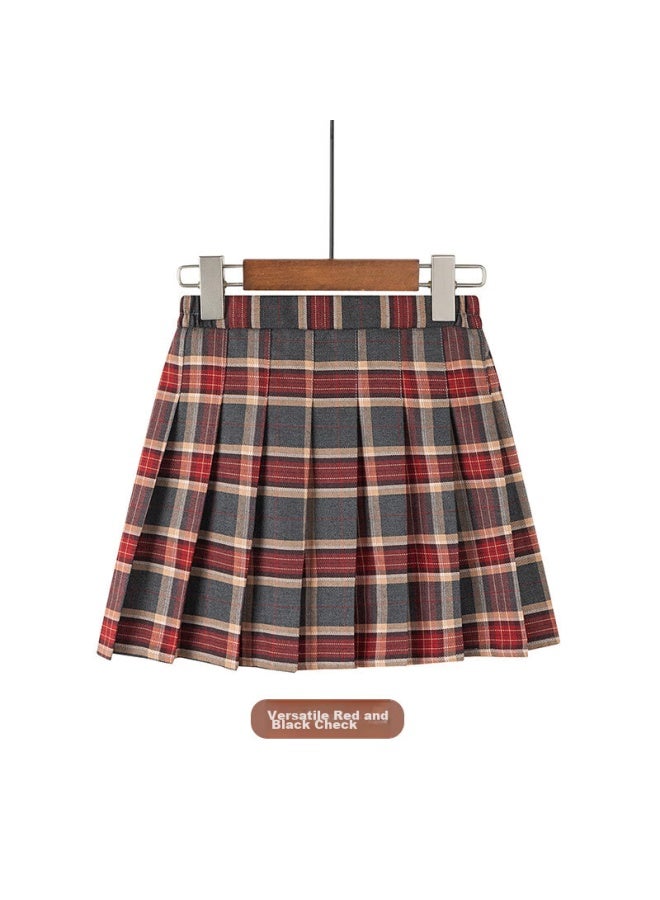 Yinuofang Girls' Pleated Skirt With Safety Shorts, School Uniform Skirt For Performances And Children's Day, Versatile Wine Red, M - Image 2