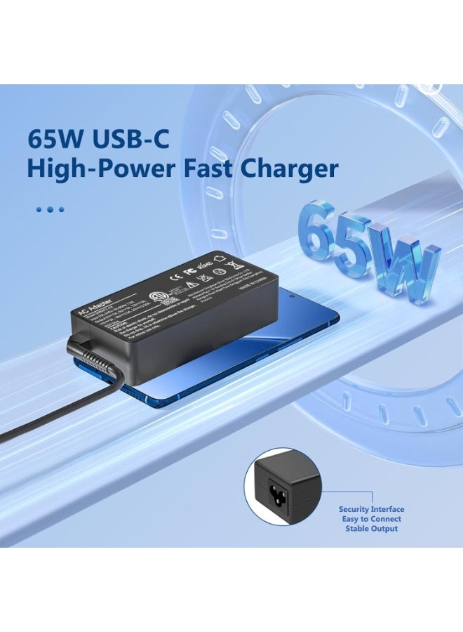 65W USB-C Charger Compatible with Lenovo Thinkpad, Yoga, Ideapad, Chromebook, ThinkBook Series Laptop Replacement Adapter - Image 4