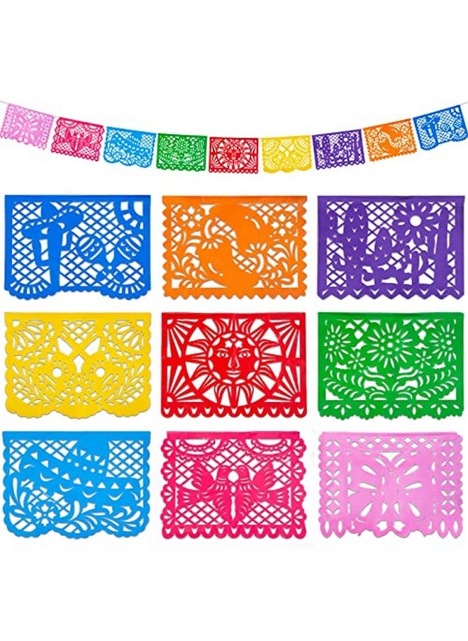 FuturePlusX 18 Feet Papel Picado Banner Mexican Party Banner Plastic Fiesta Banner Multicolor Cinco De Mayo Decorations For Mexican Party Supplies Dia De Los Muertos  - Image 1