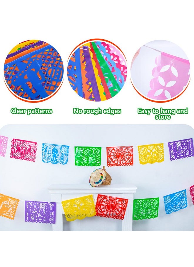 FuturePlusX 18 Feet Papel Picado Banner Mexican Party Banner Plastic Fiesta Banner Multicolor Cinco De Mayo Decorations For Mexican Party Supplies Dia De Los Muertos  - Image 4