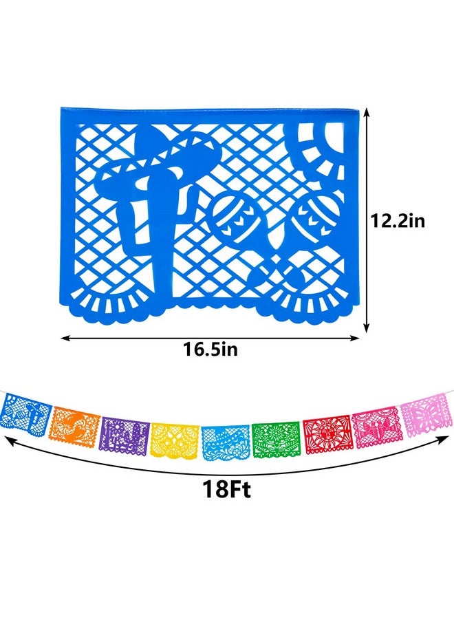 FuturePlusX 18 Feet Papel Picado Banner Mexican Party Banner Plastic Fiesta Banner Multicolor Cinco De Mayo Decorations For Mexican Party Supplies Dia De Los Muertos  - Image 3