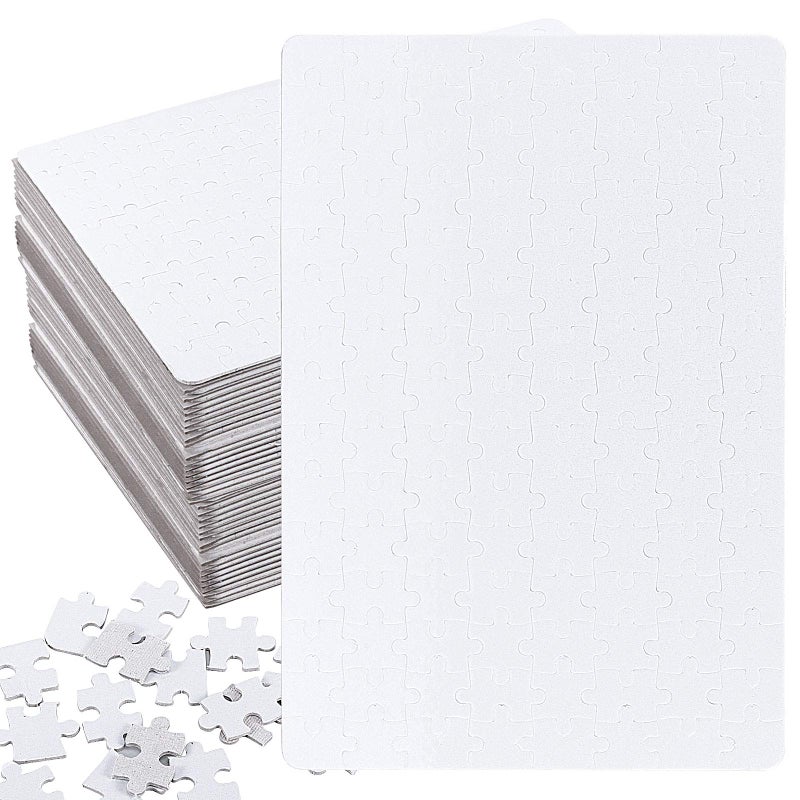 HAKZEON 35 Sets 120 Pcs White Blank Sublimation Jigsaw Puzzles 8 x 11 Inch Heat Press Transfer Custom Puzzle Pieces for DIY Projects  Make Your Own Puzzles for Weddings Decoration  Families Activities - Image 1