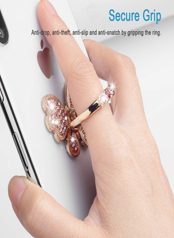 WATACHE Finger Ring Stand Grip,2 Pack Luxury Glitter Diamond Universal Metal Kickstand for iPhone 16/15/14/13 Pro Max, Galaxy S24/S23/S22 Ultra, Finger Ring Grip Holder for All Smartphone, Pink/Bowknot - Image 4