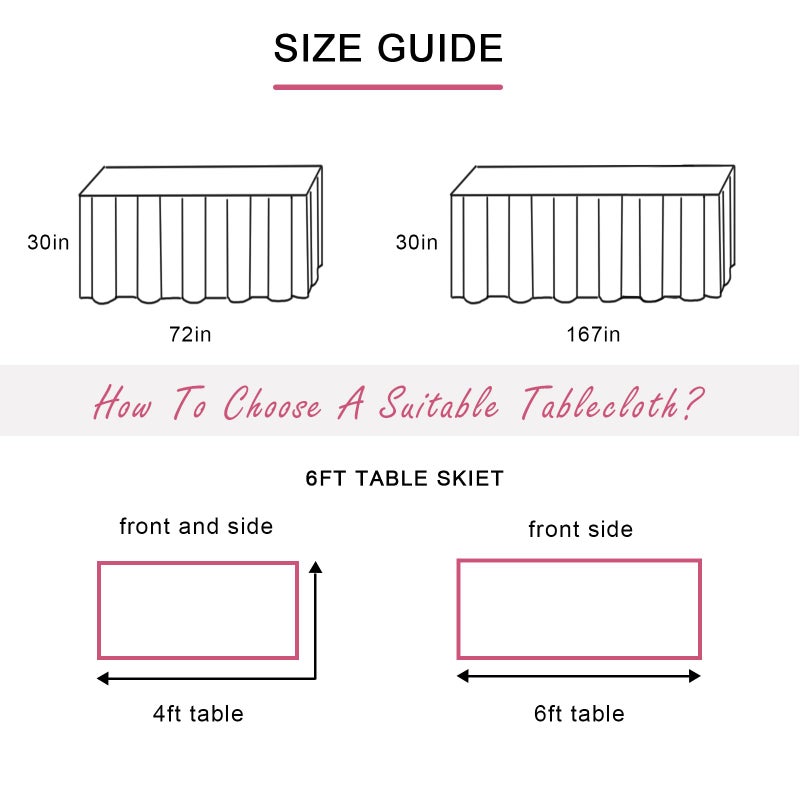 JEVIX Pink Table Skirt 6ft Tutu Table Skirt For Rectangle Table Birthday Party Decorations Baby Shower Girls Parties Cake Dessert Table Decorations Ruffle Table Skirting - Image 4