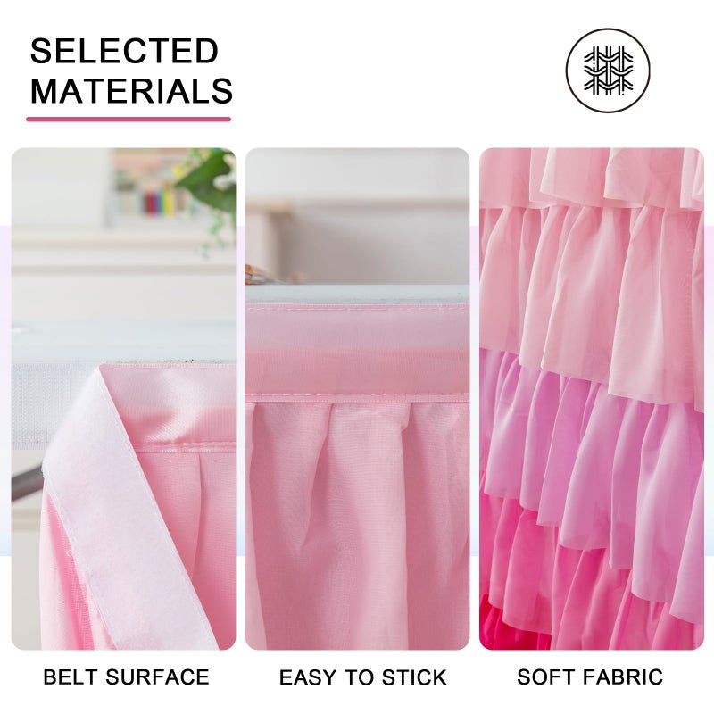 JEVIX Pink Table Skirt 6ft Tutu Table Skirt For Rectangle Table Birthday Party Decorations Baby Shower Girls Parties Cake Dessert Table Decorations Ruffle Table Skirting - Image 3