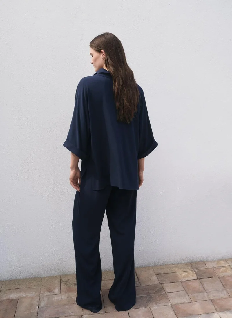 MANGO Straight-fit trousers with elastic waist
