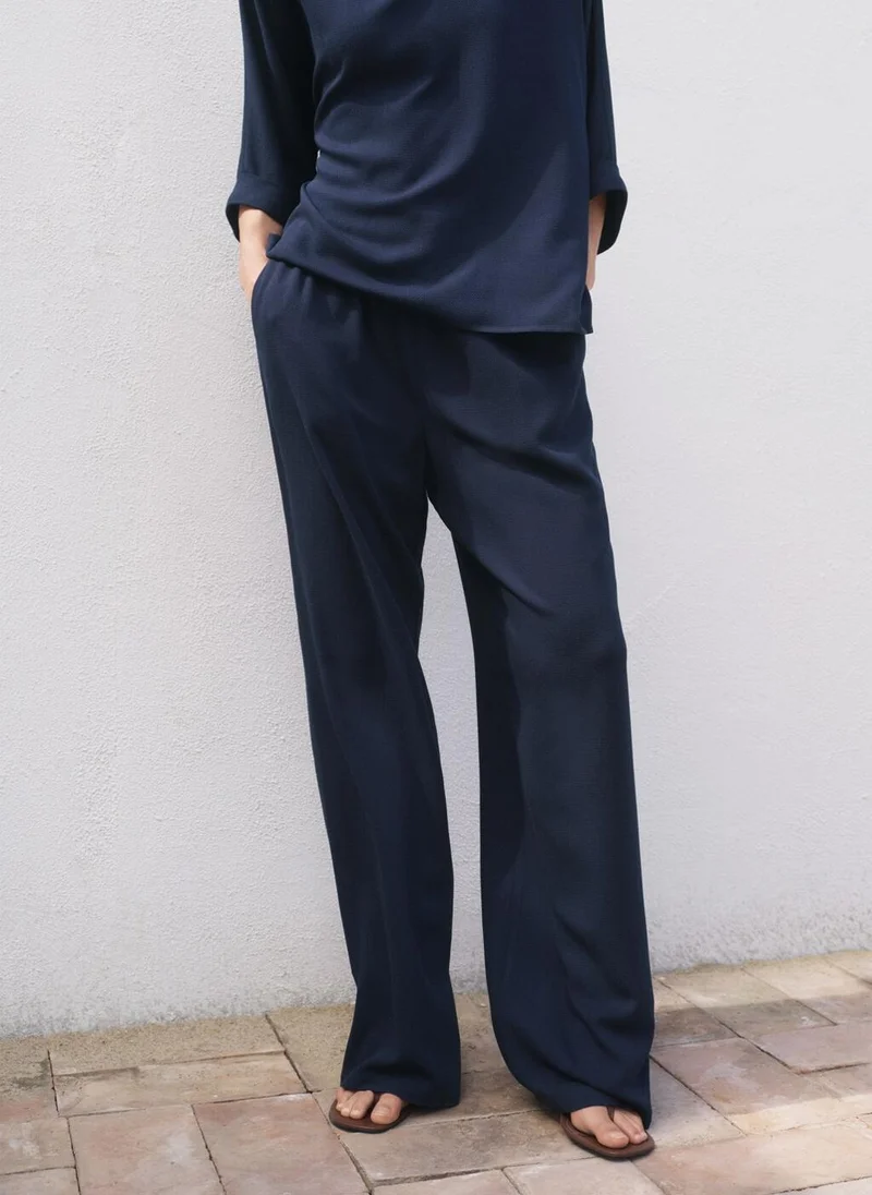 MANGO Straight-fit trousers with elastic waist
