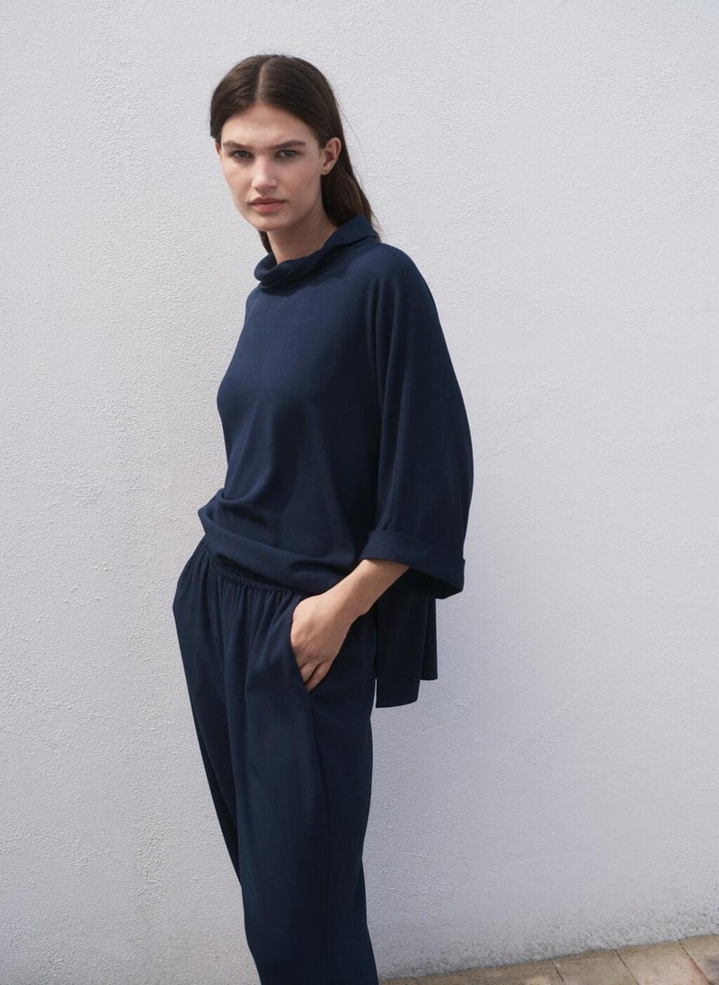 MANGO Straight-fit trousers with elastic waist  - Image 3
