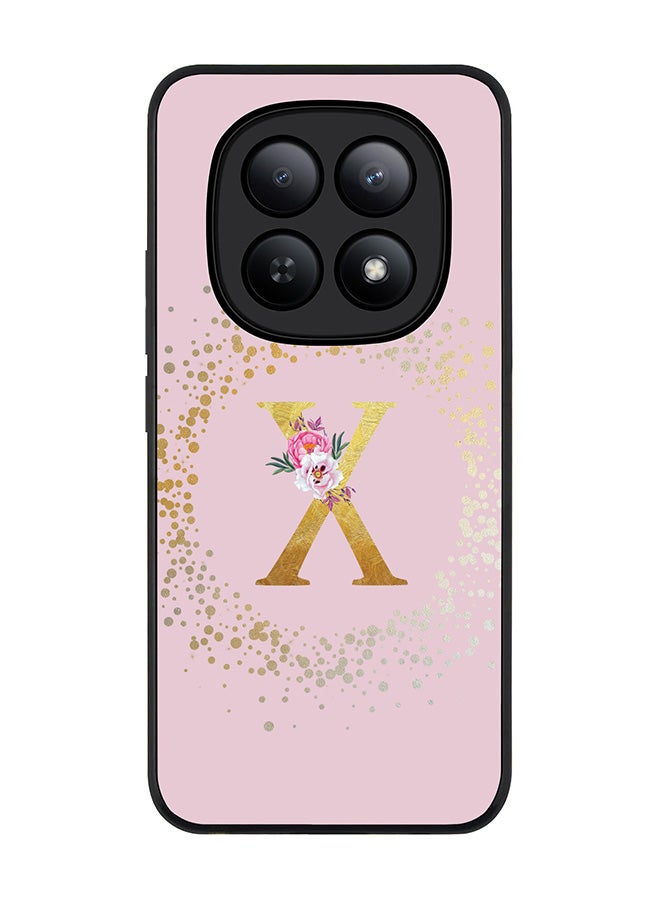 For Xiaomi Redmi Note 15 5G / Poco M8 Case,Slim fit Camera Protection, Shockproof Thin Phone cover  - Custom Monogram Floral - X  (Pink )