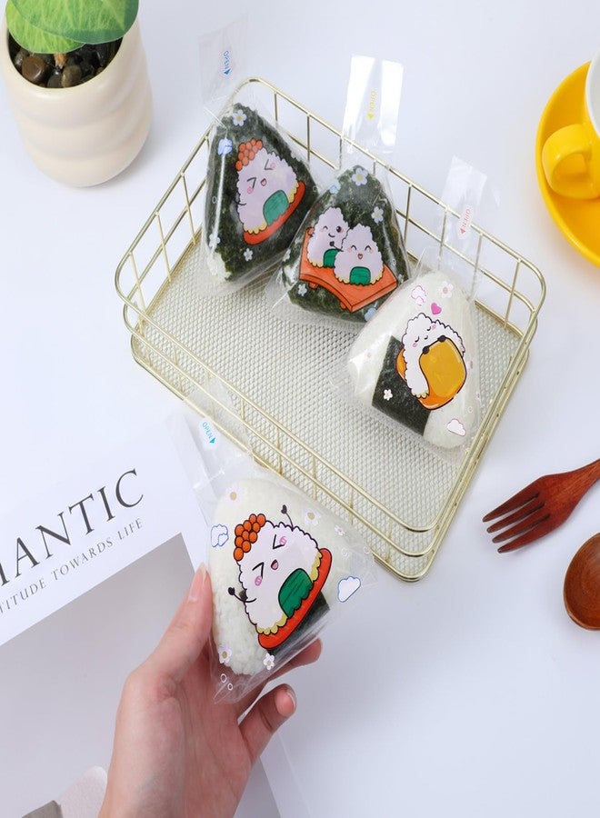 Sibba Triangle Onigiri Wrappers 100 PCS Disposable Rice Ball Bags with Stickers 7.48×6.30 inch Food-Grade PVC Onigiri Maker Accessory for Japanese Sushi Gimbap Nori Sheets for Easy Homemade Cooking - Image 3