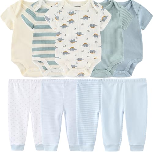 Kiddiezoom Baby Layette Set Baby Boys' 9-Piece Bodysuits Pants Set Toddler Girl Boy Unisex Baby Gift Sets - Image 1