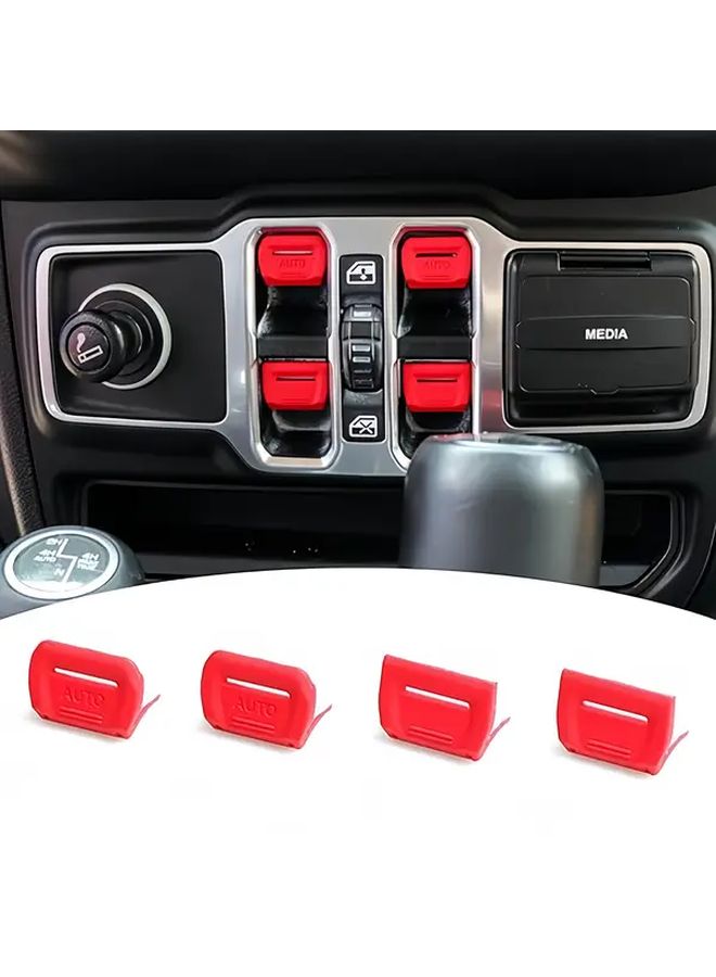 Blade Black 4 Pcs Center Console Window Button Trim Compatible With Jeep JL JT 2 4 Door 2018 2025 Interior Accessories - Image 1
