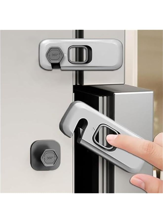 MOXO 5 Pack Child Proof Refrigerator Lock Baby Proofing Cabinet Locks Oven Lock Child Safety Fridge Lock for Fridge Drawers Dishwasher Oven Cupboard Closet Adhesive No Tools Need(Grey) - Image 1