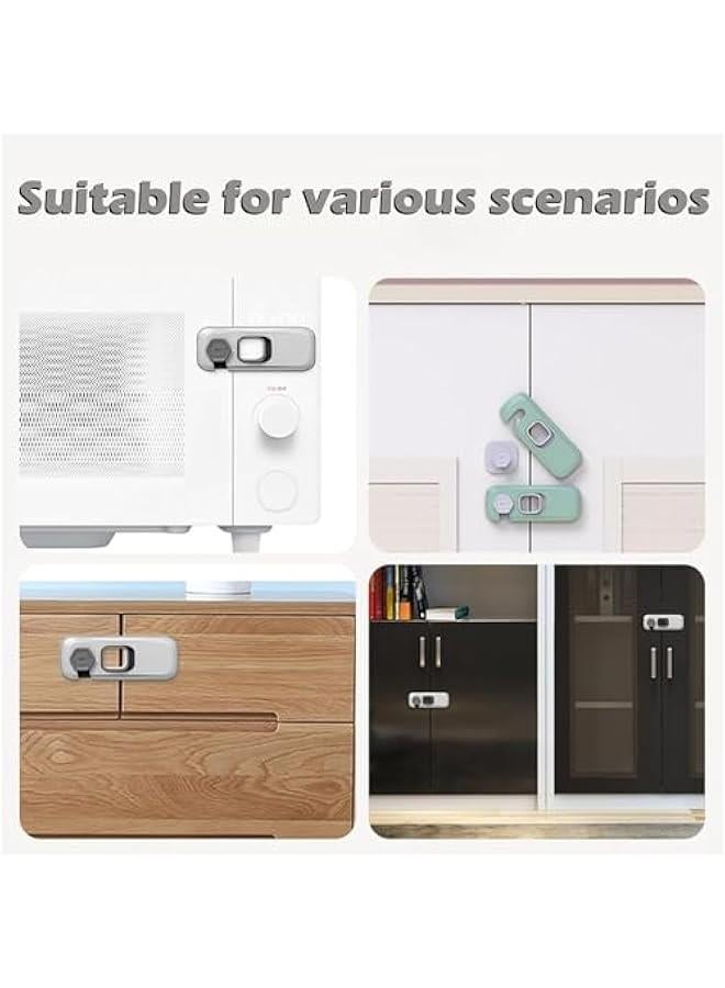 MOXO 5 Pack Child Proof Refrigerator Lock Baby Proofing Cabinet Locks Oven Lock Child Safety Fridge Lock for Fridge Drawers Dishwasher Oven Cupboard Closet Adhesive No Tools Need(Grey) - Image 2