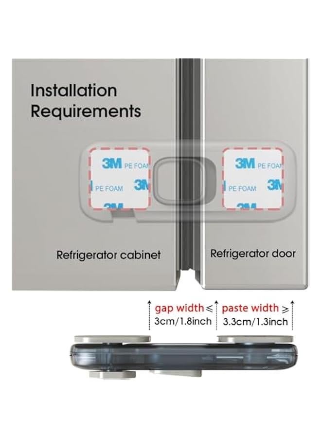 MOXO 5 Pack Child Proof Refrigerator Lock Baby Proofing Cabinet Locks Oven Lock Child Safety Fridge Lock for Fridge Drawers Dishwasher Oven Cupboard Closet Adhesive No Tools Need(Grey) - Image 3