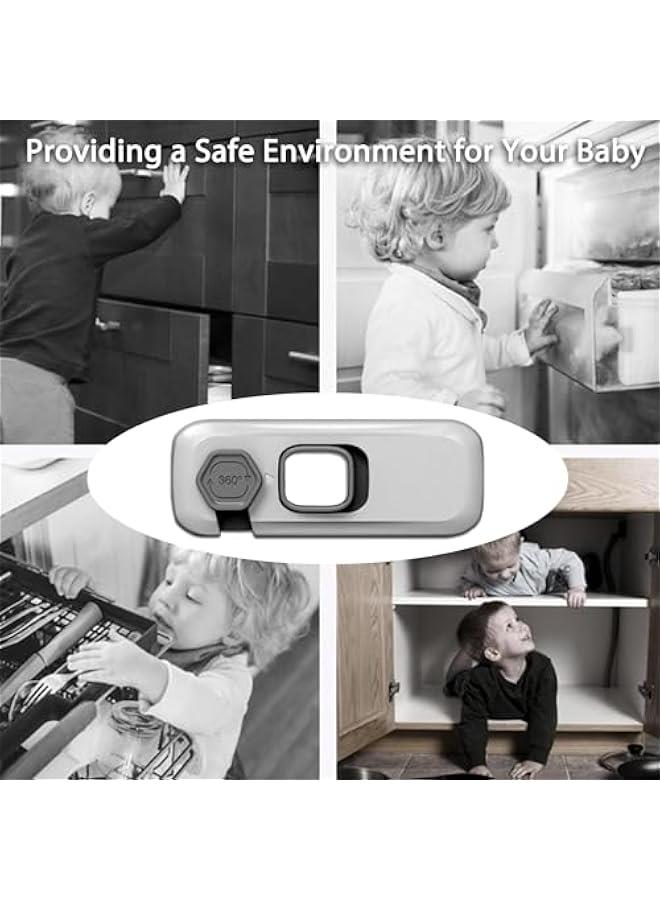 MOXO 5 Pack Child Proof Refrigerator Lock Baby Proofing Cabinet Locks Oven Lock Child Safety Fridge Lock for Fridge Drawers Dishwasher Oven Cupboard Closet Adhesive No Tools Need(Grey) - Image 4