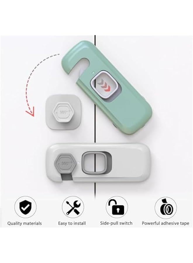 MOXO 5 Pack Child Proof Refrigerator Lock Baby Proofing Cabinet Locks Oven Lock Child Safety Fridge Lock for Fridge Drawers Dishwasher Oven Cupboard Closet Adhesive No Tools Need(Grey) - Image 5