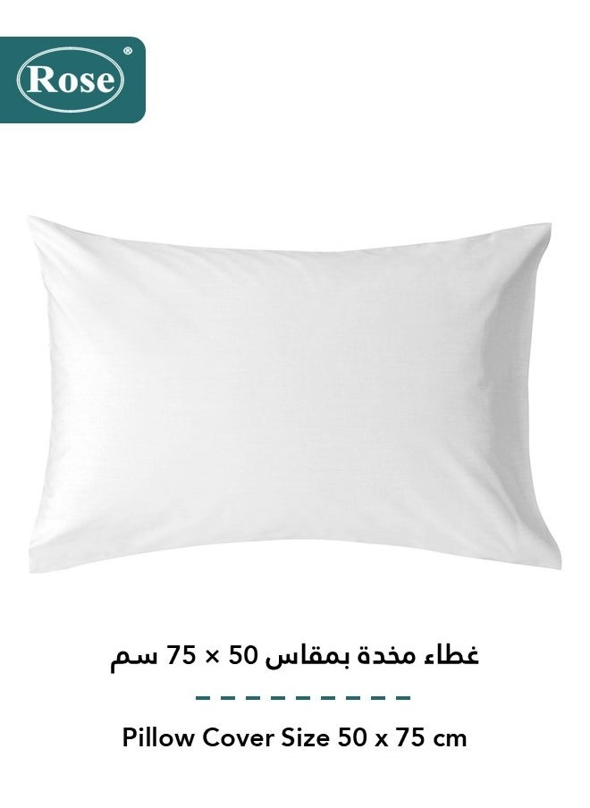 Rose - Rose Luxurious Plain Fitted Sheet with Deep Pockets and Pillow Case, Bed Sheet 2-Pieces Set, Soft & Cozy Microfiber Breathable and Cooling, Extra Twin Size 120x200+38 cm, White - Image 1