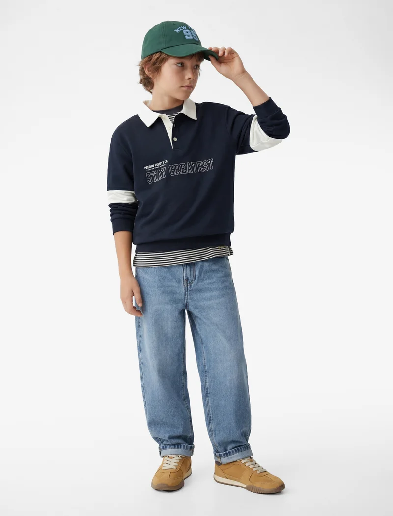 كوتون Polo Neck Sweatshirt