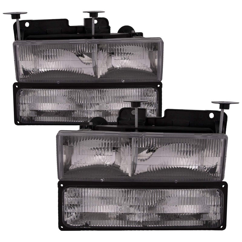 HEADLIGHTSDEPOT Chrome Housing Halogen Headlights Compatible with Chevrolet GMC Blazer Silverado CK 1500 2500 3500 Suburban HD Chevy Pickup JIMMYYUKON 150 Includes Left and Right Side Headlamps