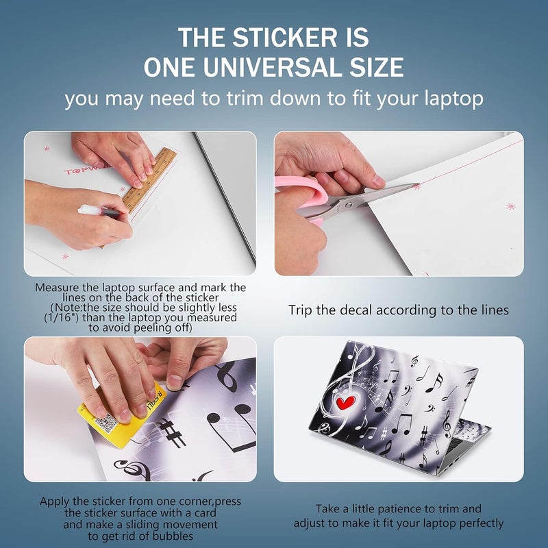 ICOLOR لاصق جلد لابتوب ICOLOR ملصق غلاف 12" 13" 13.3" 14" 15" 15.4" 15.6" لابتوب فن ملصق غلاف واقي دفتر PC (موسيقى وقلب أحمر) - Image 2