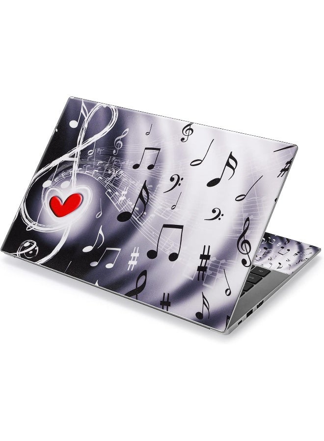 ICOLOR لاصق جلد لابتوب ICOLOR ملصق غلاف 12" 13" 13.3" 14" 15" 15.4" 15.6" لابتوب فن ملصق غلاف واقي دفتر PC (موسيقى وقلب أحمر) - Image 1