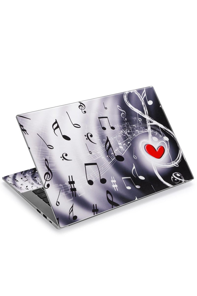 ICOLOR Laptop Skin Sticker Decal Covers 12" 13" 13.3" 14" 15" 15.4" 15.6 inch Laptop Skin Sticker Cover Art Decal Protector Notebook PC (Music & Red Heart) - Image 1