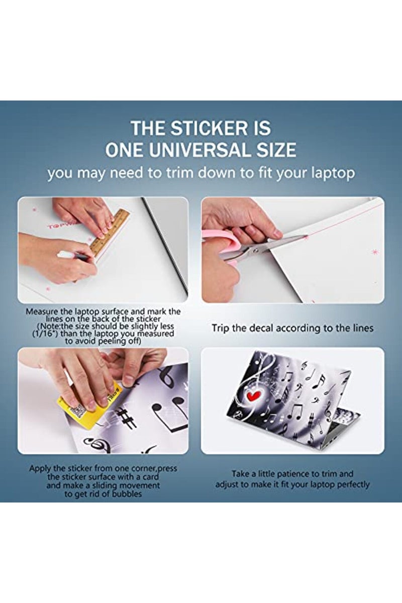 ICOLOR Laptop Skin Sticker Decal Covers 12" 13" 13.3" 14" 15" 15.4" 15.6 inch Laptop Skin Sticker Cover Art Decal Protector Notebook PC (Music & Red Heart) - Image 2