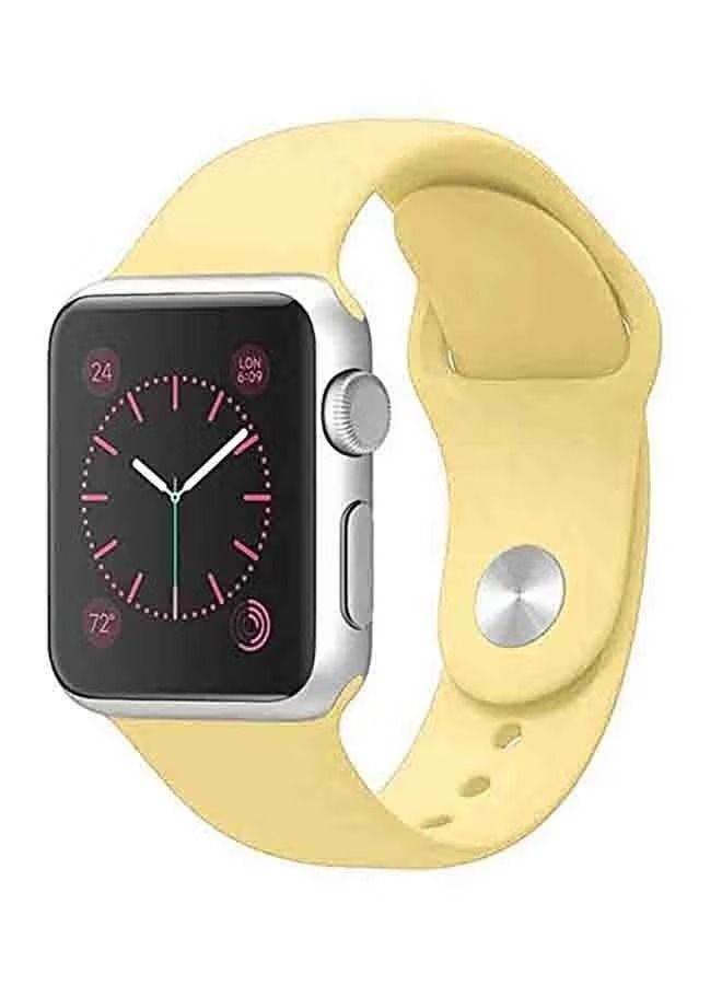 Zaboon Silicone Sports Band For Apple Watch 49mm 45mm 44mm 42mm Soft Replacement Strap for iWatch SE/SE2 - Series 8/Ultra/7/6/5/4/3/2/1 Cream Yellow