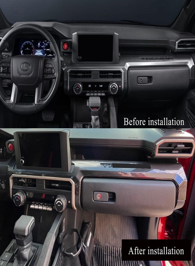 BORUIEN Dashborad Panel Cover for Toyota Tacoma SR SR5 2024 2025 2026 w/8" Display Interior Accessories Center Console ABS Side Frame Decor Cover (Carbon Fiber Grain, Fit 8 Inch Display Only) - Image 3