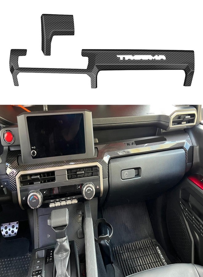 BORUIEN Dashborad Panel Cover for Toyota Tacoma SR SR5 2024 2025 2026 w/8" Display Interior Accessories Center Console ABS Side Frame Decor Cover (Carbon Fiber Grain, Fit 8 Inch Display Only) - Image 1