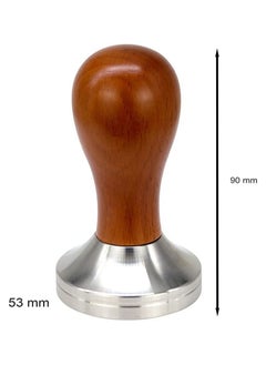 MIBRU Coffee Machine Espresso Tamper Wooden Handle Palm Powder Bean Hammer Flat Stainless Steel Pressing Tool for Portafilter Basket Professional Barista and Home 53mm  - Image 5