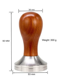 MIBRU Coffee Machine Espresso Tamper Wooden Handle Palm Powder Bean Hammer Flat Stainless Steel Pressing Tool for Portafilter Basket Professional Barista and Home 53mm  - Image 4