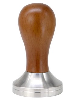 MIBRU Coffee Machine Espresso Tamper Wooden Handle Palm Powder Bean Hammer Flat Stainless Steel Pressing Tool for Portafilter Basket Professional Barista and Home 53mm  - Image 1