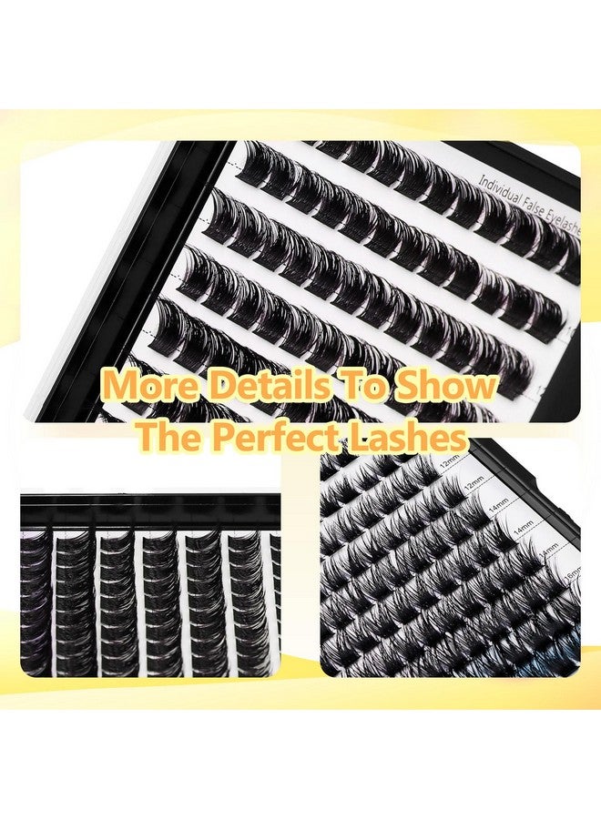 Hannahool 10Rows,Large Pack Grafting Mixed 10-12-14-16mm/14-16-18mm/12-14-16mm Wide Stem Cluster Eyelashes D Curl Individual False Eyelashes Home DIY Eye Lashes Extensions (mixed 14-16-18mm) - Image 5