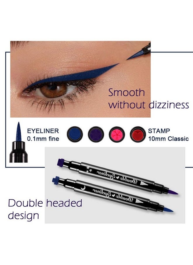 BINGBRUSH BINGBRUSH Double-sided Liquid Stamp Eyeliner Pen, Face Stamps Makeup Extremely Black Waterproof Slim Gel Felt Tip High Black Pigment Liquid Eyeliner & Seal (Colorful)  - Image 2