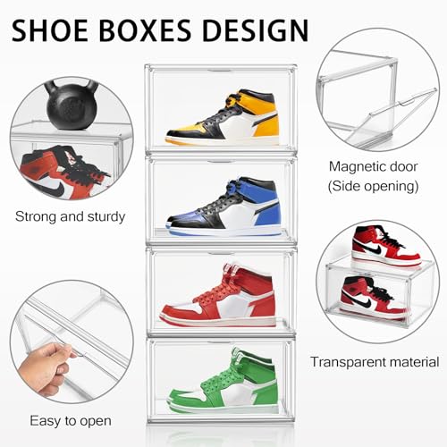 DAYOOH Acrylic Sneaker Shoe Display Case Transparent Shoe Box Storage Bins Clear Plastic Stackable Boot Handbag Organizer Containers with Lids, 1Pack Size 14 - Image 5
