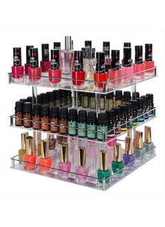 J JACKCUBE DESIGN 3 Tier Acrylic Nail Polish 360 Rotating Display Rack Organizer Stand Makeup Cosmetics Storage Box Carousel Shelf with Silver Iron Guard – MK302-B3  - Image 1