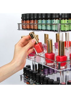 J JACKCUBE DESIGN 3 Tier Acrylic Nail Polish 360 Rotating Display Rack Organizer Stand Makeup Cosmetics Storage Box Carousel Shelf with Silver Iron Guard – MK302-B3  - Image 5
