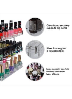 J JACKCUBE DESIGN 3 Tier Acrylic Nail Polish 360 Rotating Display Rack Organizer Stand Makeup Cosmetics Storage Box Carousel Shelf with Silver Iron Guard – MK302-B3  - Image 4